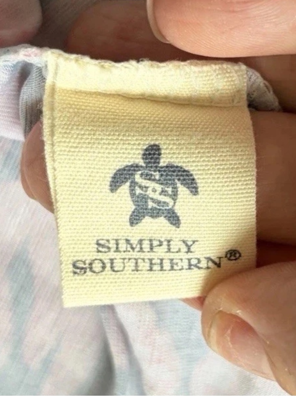 SIMPLY SOUTHERN Dress Womens Medium Navy Pink Crab Shell Print Ruffle Neck Midi - Picture 6 of 9